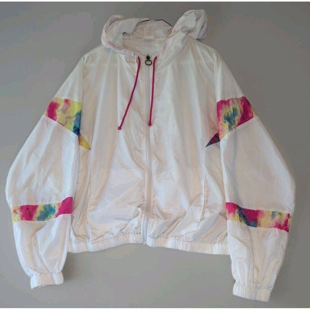 Windbreaker No Boundaries White Tie Dye Accent Jacket XXL Zip up